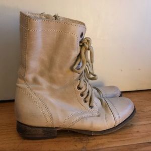 Steve Madden Troopa Ivory White Combat Boots